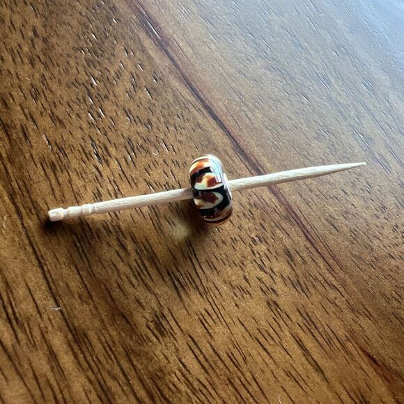 Trollbeads 925 Glass Black & Toffee Colored Designs Single Bead Charm - Picture 1 of 5